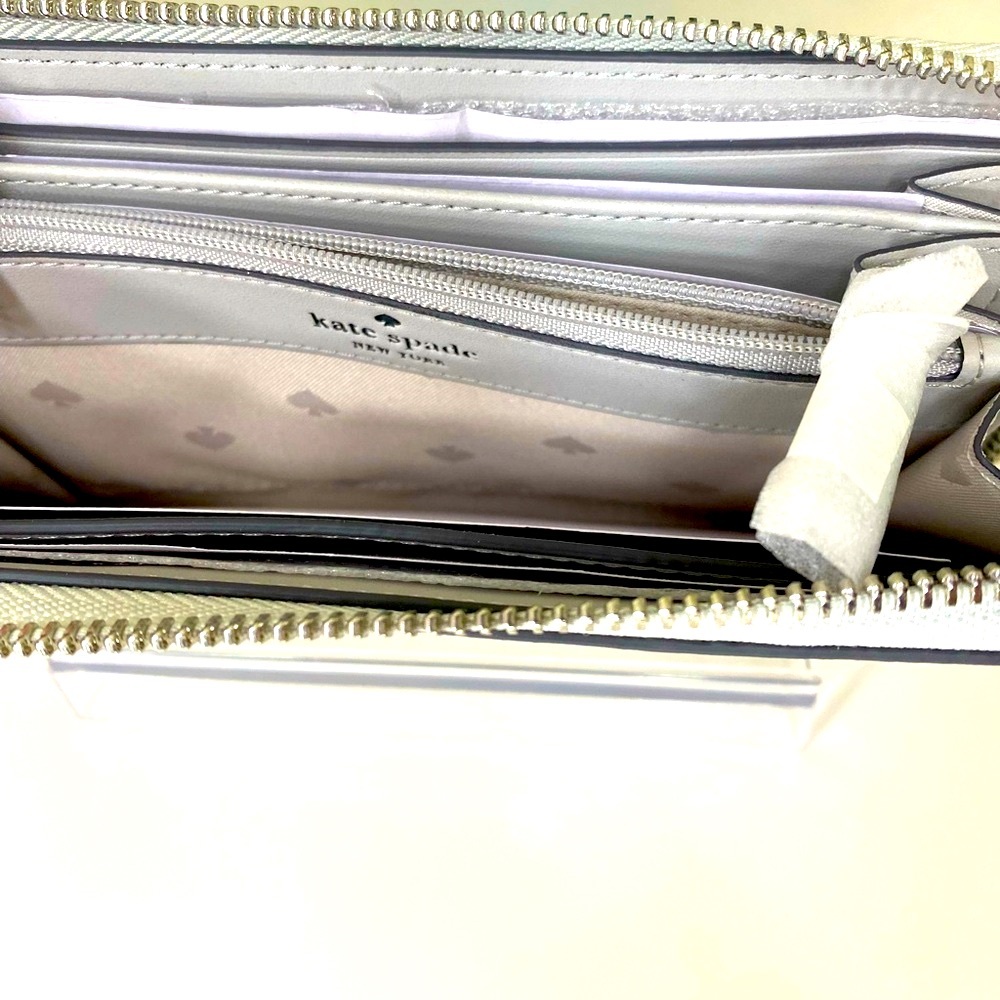 Kate Spade Glitter 🎉HP🎉Silver Zip Wallet NWT - Picture 12 of 12